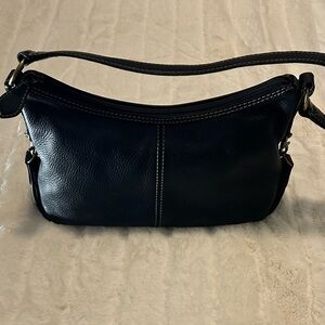 Vintage Fossil Black Pebbled Leather Shoulder Bag #75082